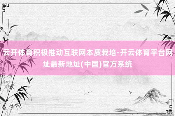 云开体育积极推动互联网本质栽培-开云体育平台网址最新地址(中国)官方系统