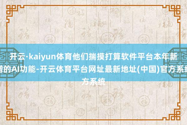 开云·kaiyun体育他们揣摸打算软件平台本年新增的AI功能-开云体育平台网址最新地址(中国)官方系统