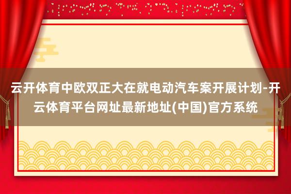 云开体育中欧双正大在就电动汽车案开展计划-开云体育平台网址最新地址(中国)官方系统