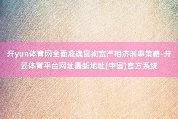 开yun体育网全面准确贯彻宽严相济刑事策略-开云体育平台网址最新地址(中国)官方系统